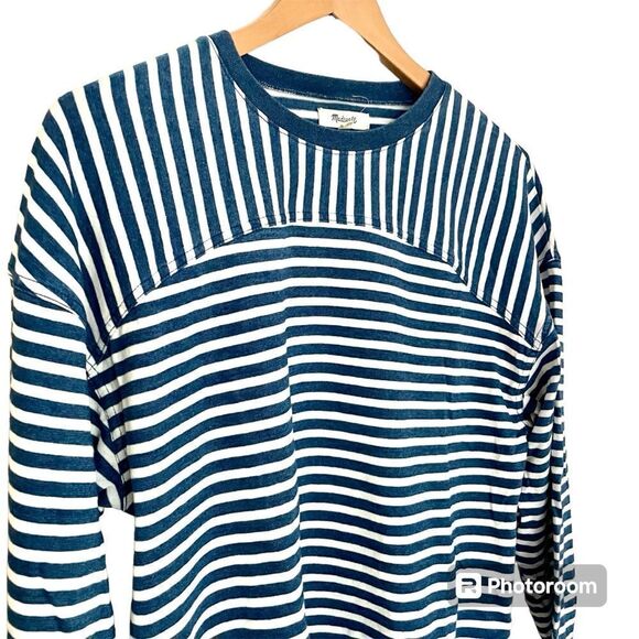 Madewell Easy Rugby Tee, Blue & White Striped - Picture 5 of 7